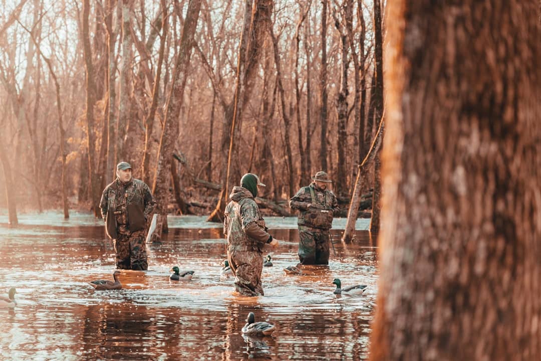 a group of soldiers in a swamp